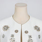 Classy white crystal blazer set slim fit top flare pants set