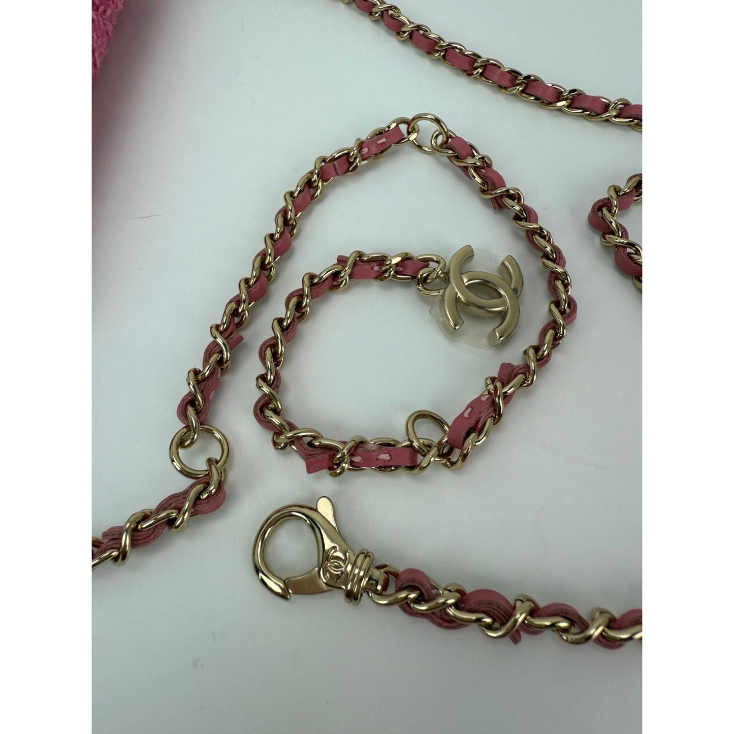 Chanel Tweed Quilted Mini Flap Pink Chain Waist Shoulder Bag