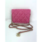 Chanel Tweed Quilted Mini Flap Pink Chain Waist Shoulder Bag