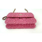 Chanel Tweed Quilted Mini Flap Pink Chain Waist Shoulder Bag