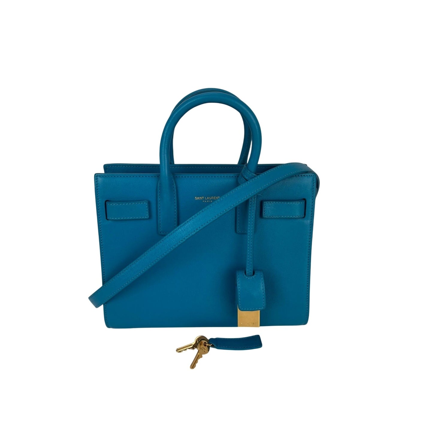 Saint Laurent Sac De Jour Blue Leather Crossbody Hand Bag