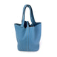 Hermes Taurillon Clemence Picotin 22 MM Blue Leather Hand Bag