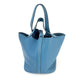 Hermes Taurillon Clemence Picotin 22 MM Blue Leather Hand Bag