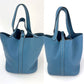 Hermes Taurillon Clemence Picotin 22 MM Blue Leather Hand Bag