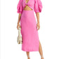 FARM Rio Pink Linen Cut Out Midi Dress