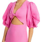 FARM Rio Pink Linen Cut Out Midi Dress