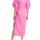 FARM Rio Pink Linen Cut Out Midi Dress