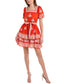 Boden Square Neck Red & White Embroidered Puff Sleeve Rara Dress 8