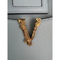 Versace Virtus Top Handle Grained Calfskin Light Blue Tote