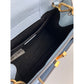 Versace Virtus Top Handle Grained Calfskin Light Blue Tote