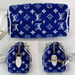 Louis Vuitton Jacquard Velvet Speedy 20 Bandouliere Blue Crossbody Bag