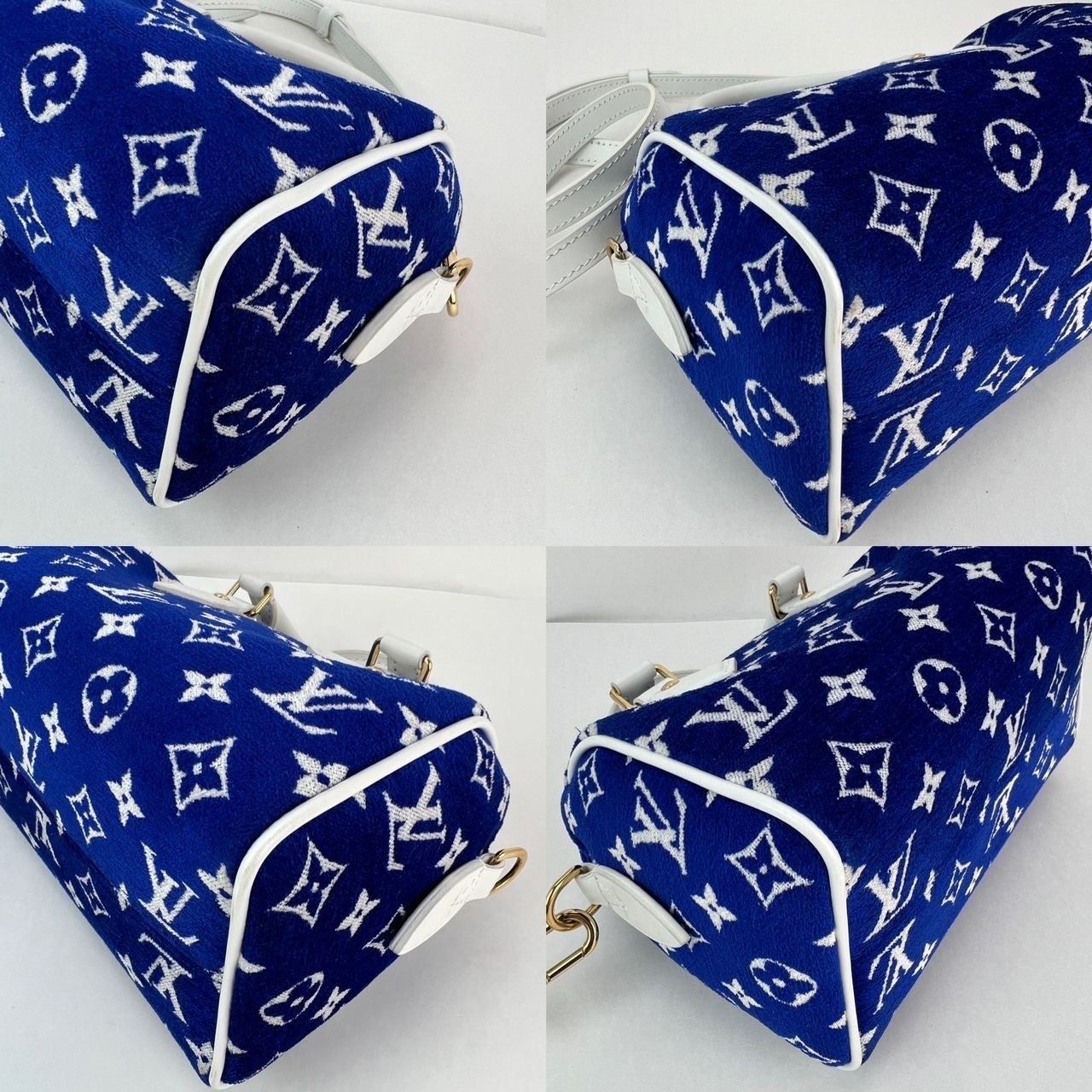 Louis Vuitton Jacquard Velvet Speedy 20 Bandouliere Blue Crossbody Bag