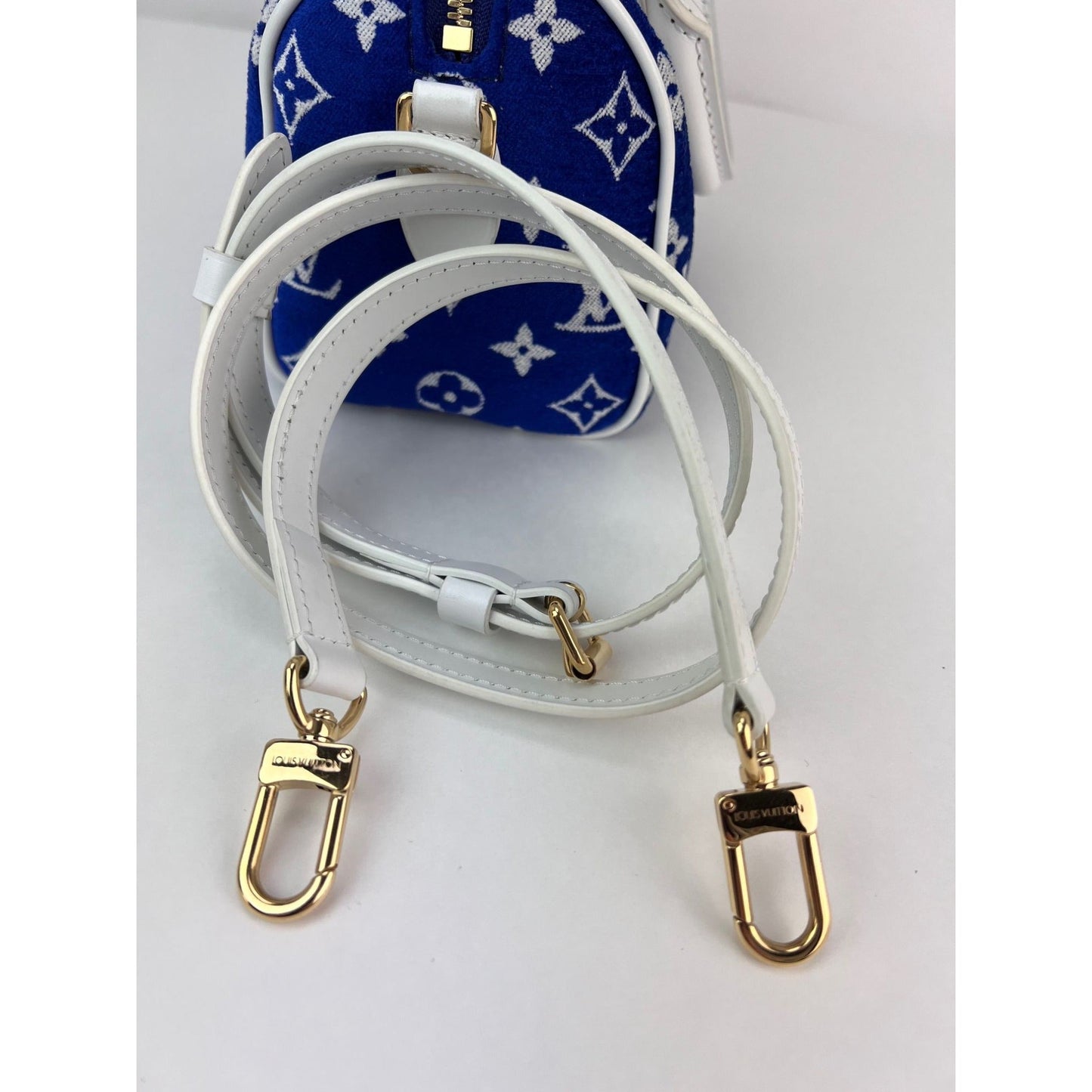 Louis Vuitton Jacquard Velvet Speedy 20 Bandouliere Blue Crossbody Bag