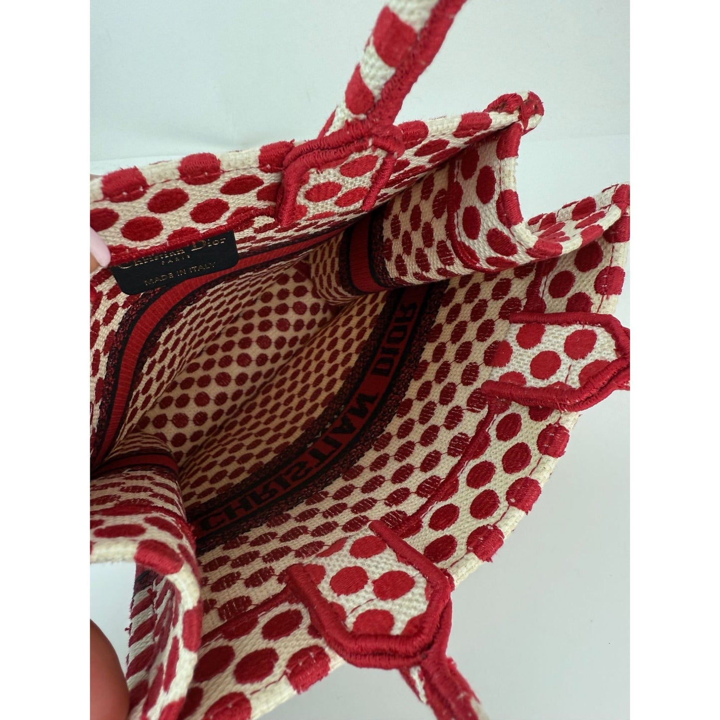 Christian Dior Canvas Dior Amour Dots Vertical Book Tote