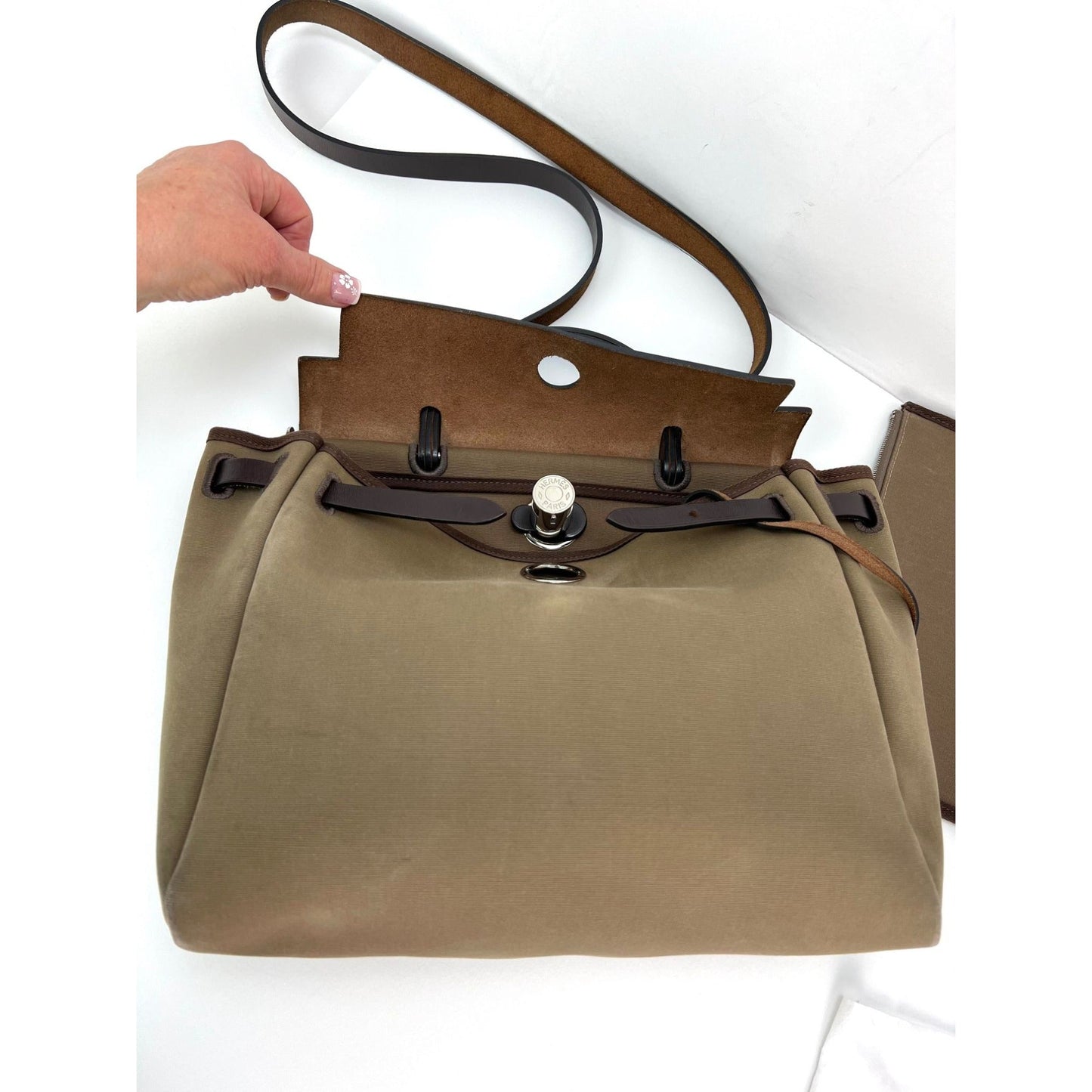 Hermes Toile Vache Hunter Herbag zip 31 PM Etoupe Ebene Shoulder Bag