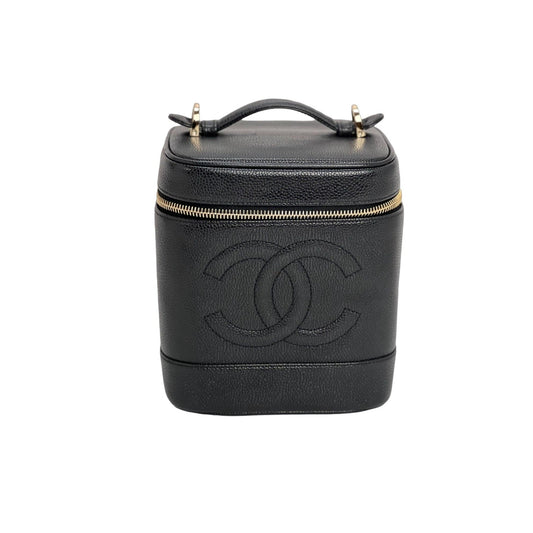 Chanel Vanity Cosmetic Case Black Caviar Leather Bag