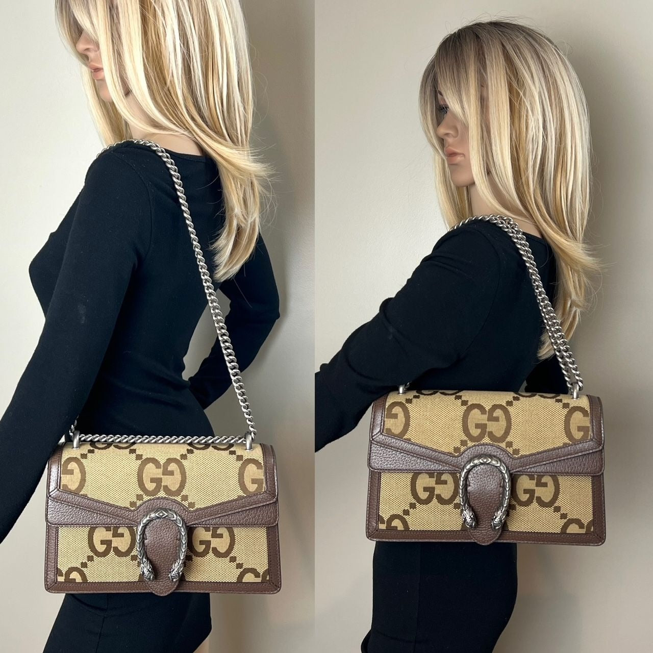 Gucci Dionysus Small Jumbo GG Canvas Beige Shoulder Bag