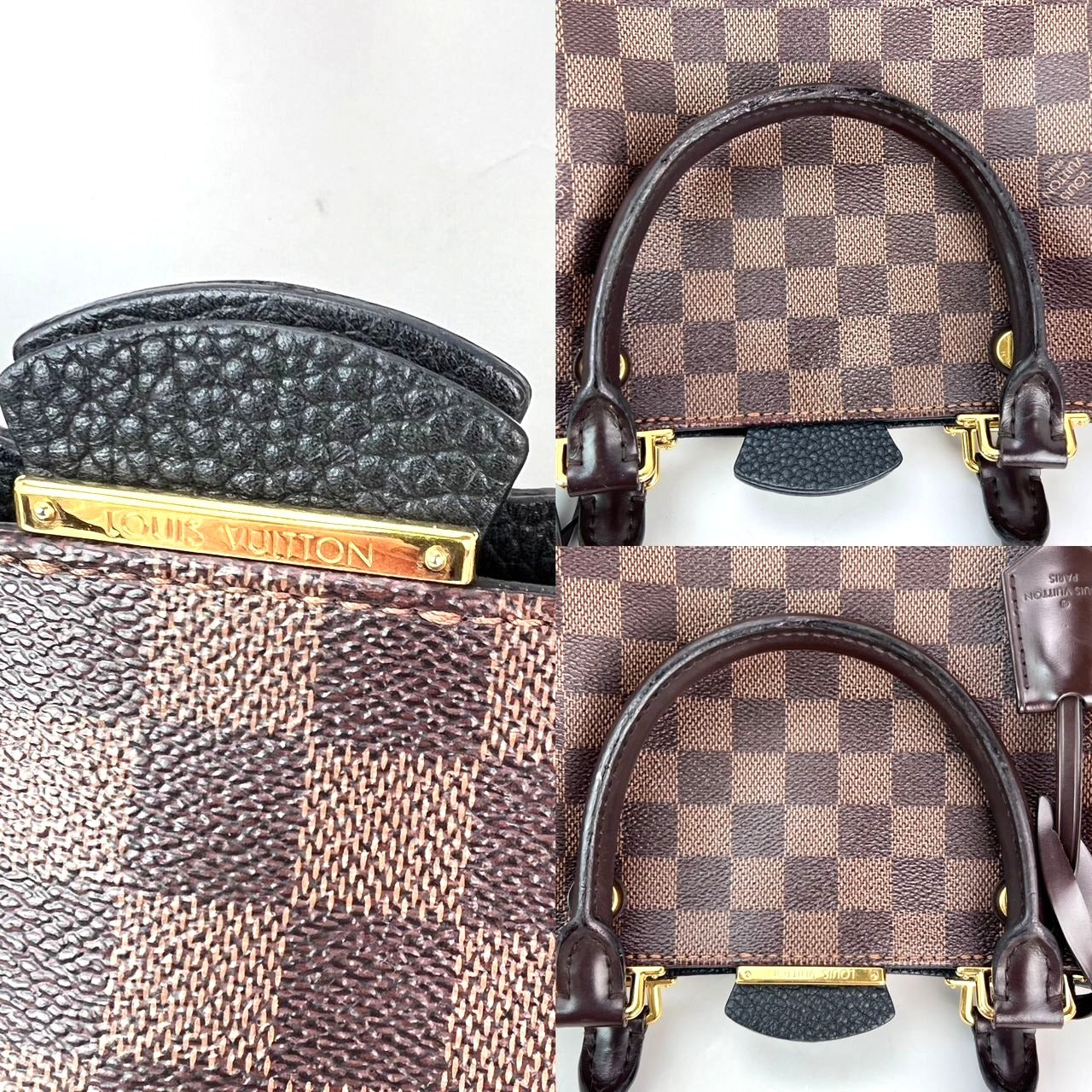 Louis Vuitton Damier EbeneCuir Taurillon Brittany Black Shoulder Bag