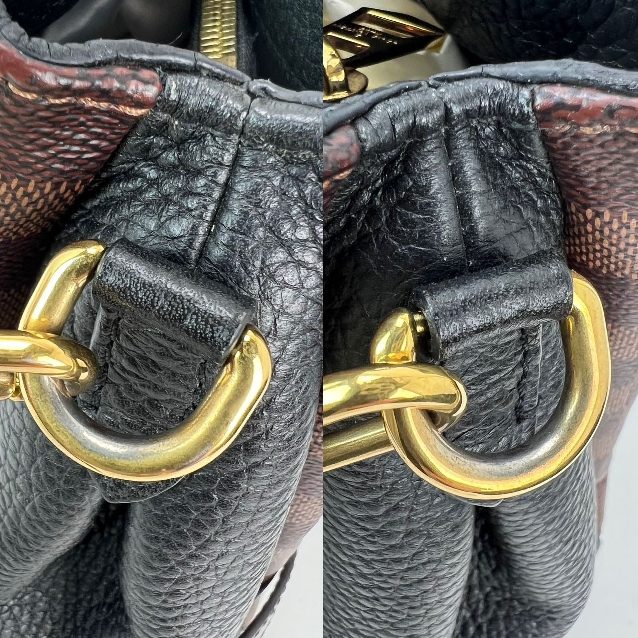 Louis Vuitton Damier EbeneCuir Taurillon Brittany Black Shoulder Bag