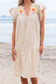 Jet Stream Linen Embroidery Pom Pom Short Dress