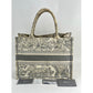 CHRISTIAN DIOR Medium Dior Book Gray Embroidery Tote