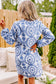 Blue Boho Floral Embroidered Shift Mini Dress