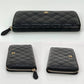 Chanel Caviar Quilted Large Gusset  Zip Around Black Wallet