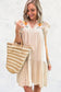 Jet Stream Linen Embroidery Pom Pom Short Dress
