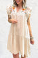 Jet Stream Linen Embroidery Pom Pom Short Dress