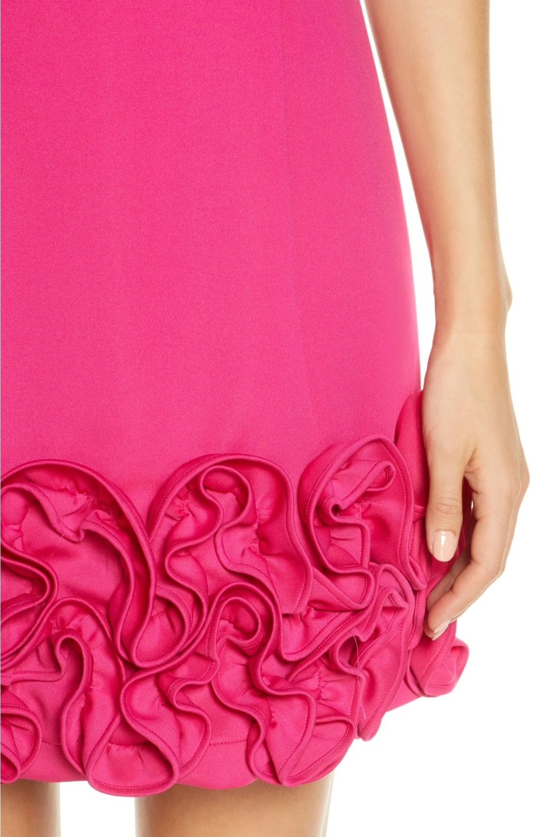 Donna Ricco V-Neck Sleeveless Zipper Back Ruffled Hem Scuba Dress