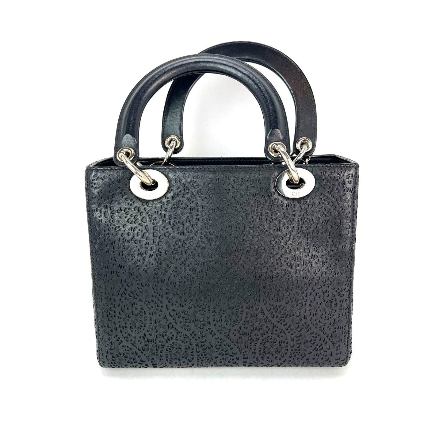 Christian Dior Medium Lady Laced Black Leather Limited Edition Shoulder Bag