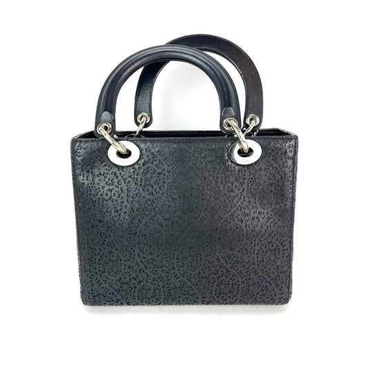 Christian Dior Medium Lady Laced Black Leather Limited Edition Shoulder Bag