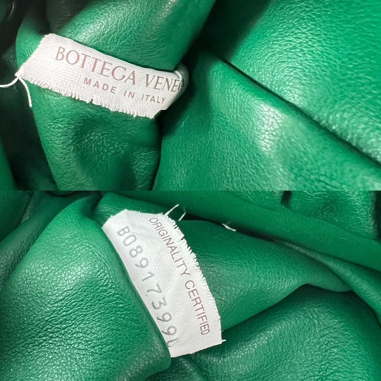 Bottega Veneta Green Chain Leather Pouch Bag  Clutch