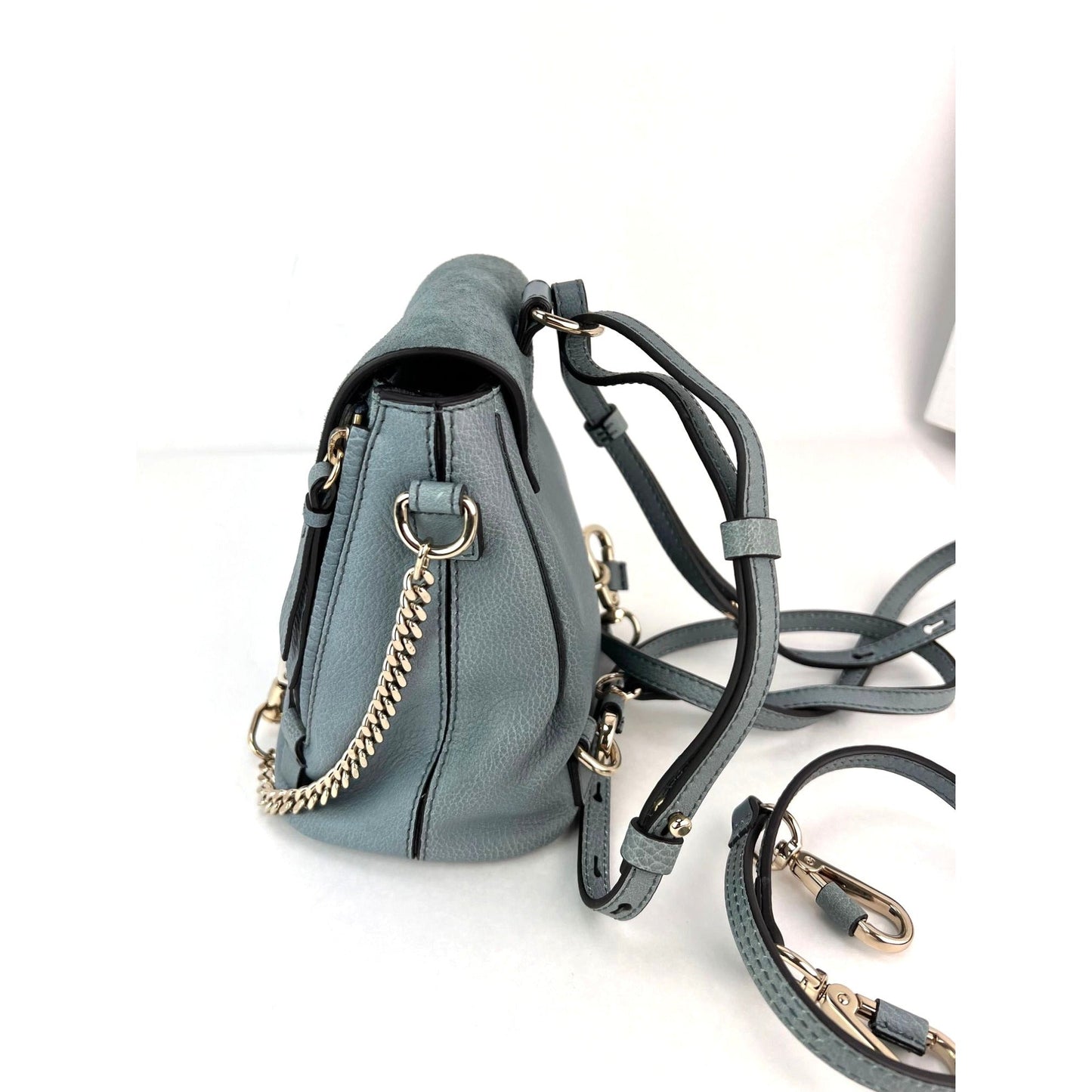 Chloe Blue Faye Mini Suede and Leather Backpack Bag