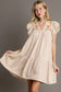 Jet Stream Linen Embroidery Pom Pom Short Dress