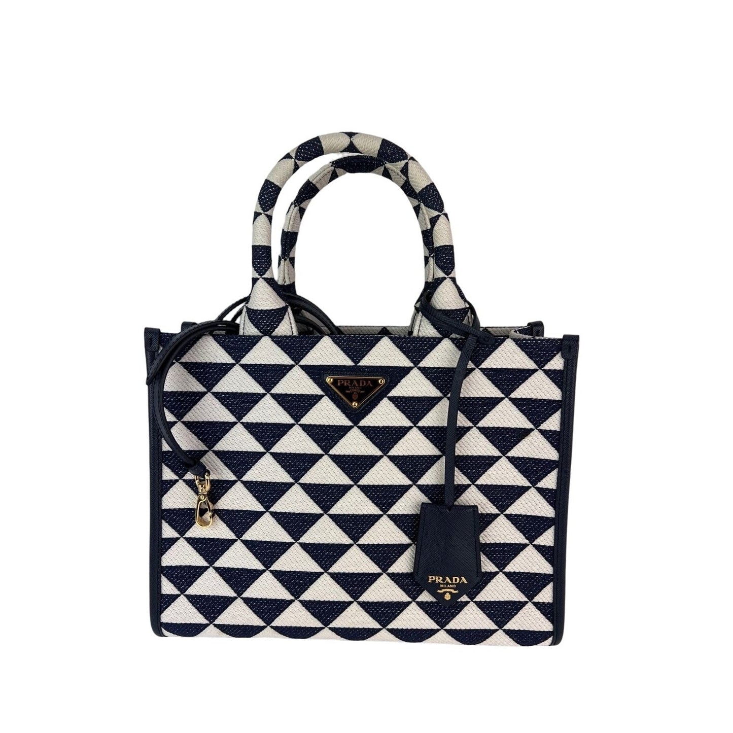 Prada Small Symbole Embroidered Fabric Handbag