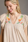 Jet Stream Linen Embroidery Pom Pom Short Dress