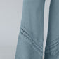 Dusk Blue Lace Crochet Patched Lace-up High Waist Wide Leg Pants