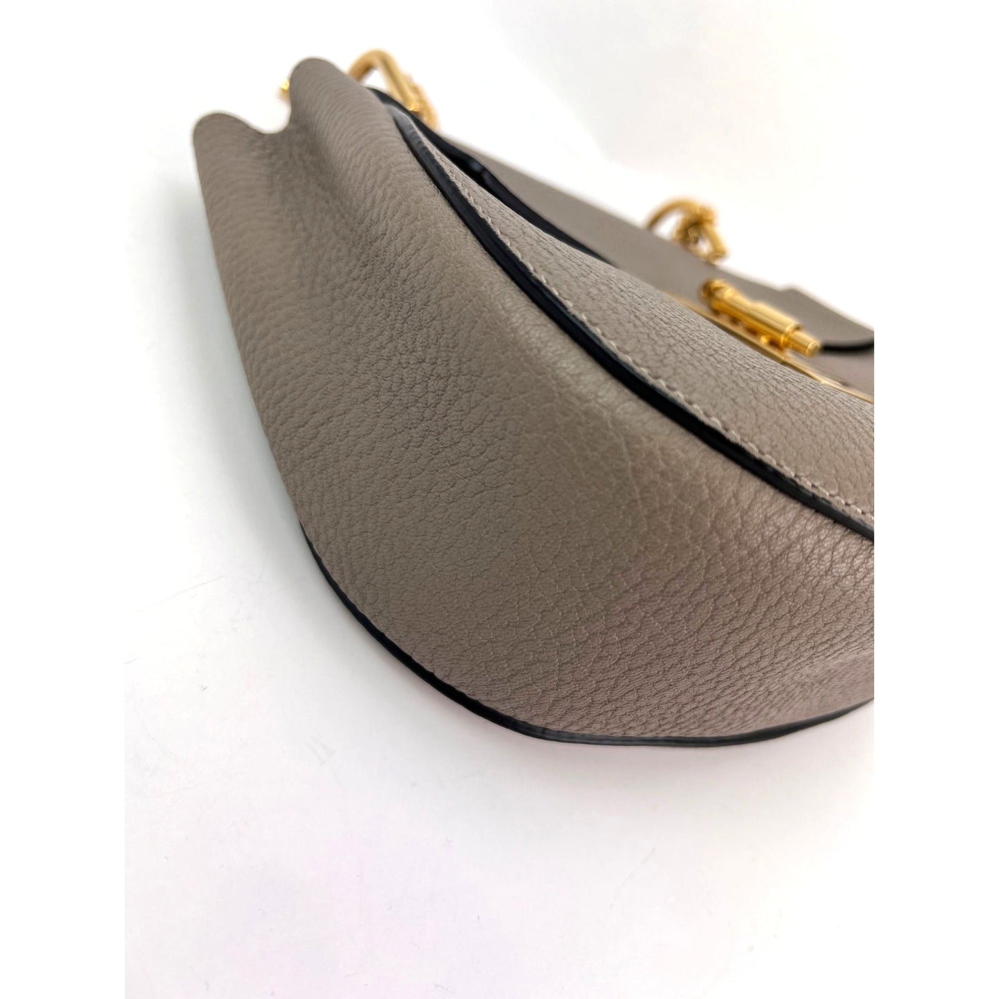 Chloe Small Drew Gray Grained Lambskin Leather Shoulder Cross-body Bag