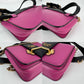 Prada City Calf Cahier Pink Black Leather Crossbody Belt Bag