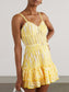 Embroidered Sling Ruffle Dress