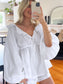 puff-sleeved fashionable linen Short set