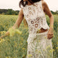 Fashion Retro  Asymmetric Crochet  Skirt Set