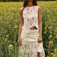 Fashion Retro  Asymmetric Crochet  Skirt Set