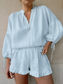 lace-up high-waisted shorts two-piece set
