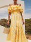 Double-layer Lotus Leaf One-shoulder Embroidered  Dress