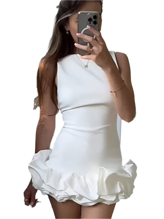 Fashion sleeveless short ruffle dress
