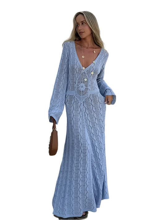 Women's Vacation Long Sleeve Long Knit Dress