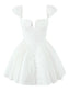 sexy square neck flying sleeves backless white mini dress