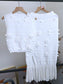 pompom embroidered  two-piece set ruffled slit knitted skirt set
